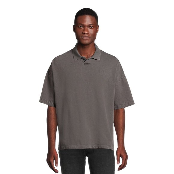No Boundaries Men's Oversize French Terry Polo Shirt, Charcoal - Small - 2X, NWT - Picture 1 of 4